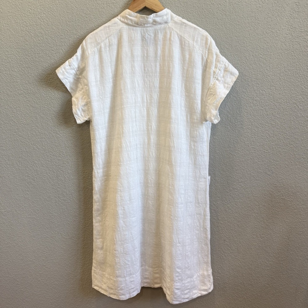 Banana Republic Laurel Linen Cotton Utility Dress V-neck Cover Up Medium White - Picture 3 of 12